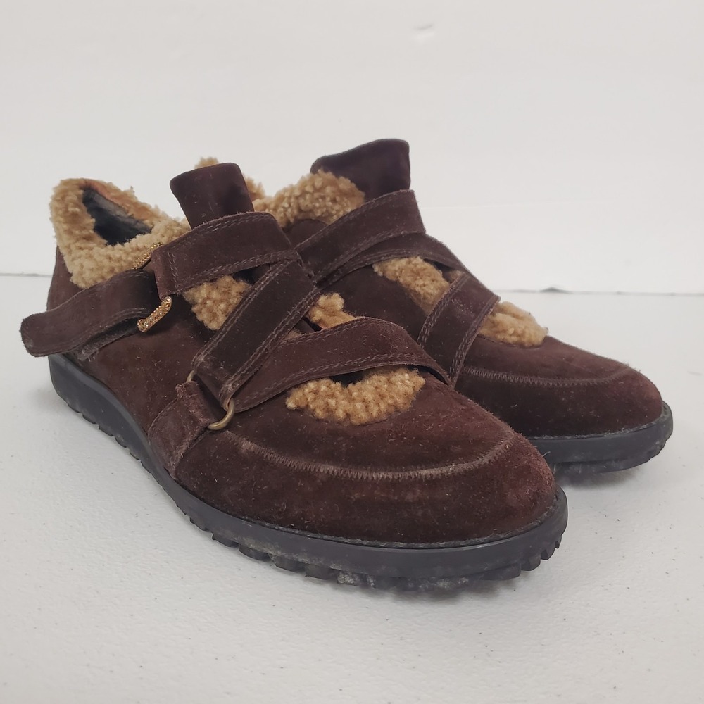 Stuart Weitzman Womens Suede Faux Fur Lined Shoe Boots Size 7.5 Brown Cabincore